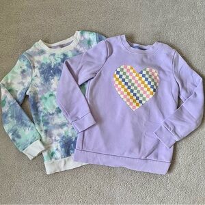 Cat & Jack pullover sweatshirts bundle of 2, Purple Heart and blue green tie dye